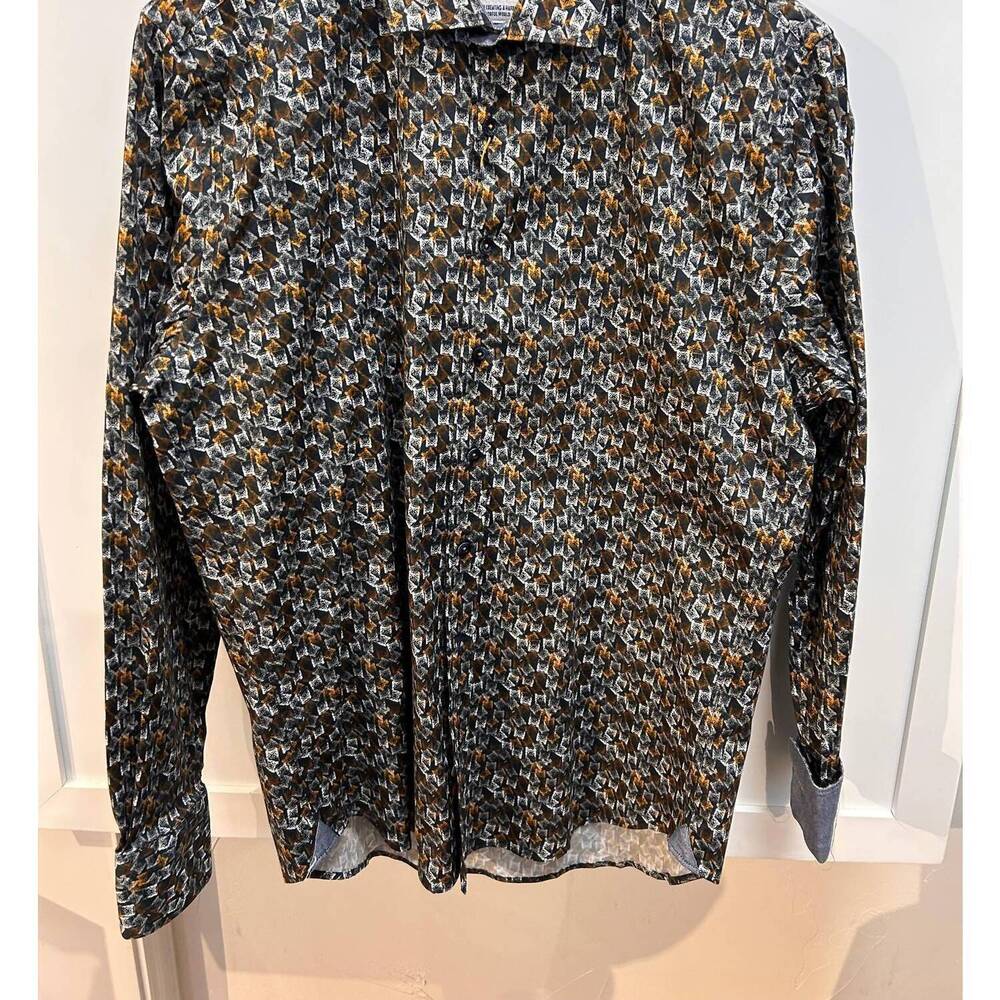 NEW A FISH NAMED FRED men's tumbling glass shirt in mustard
